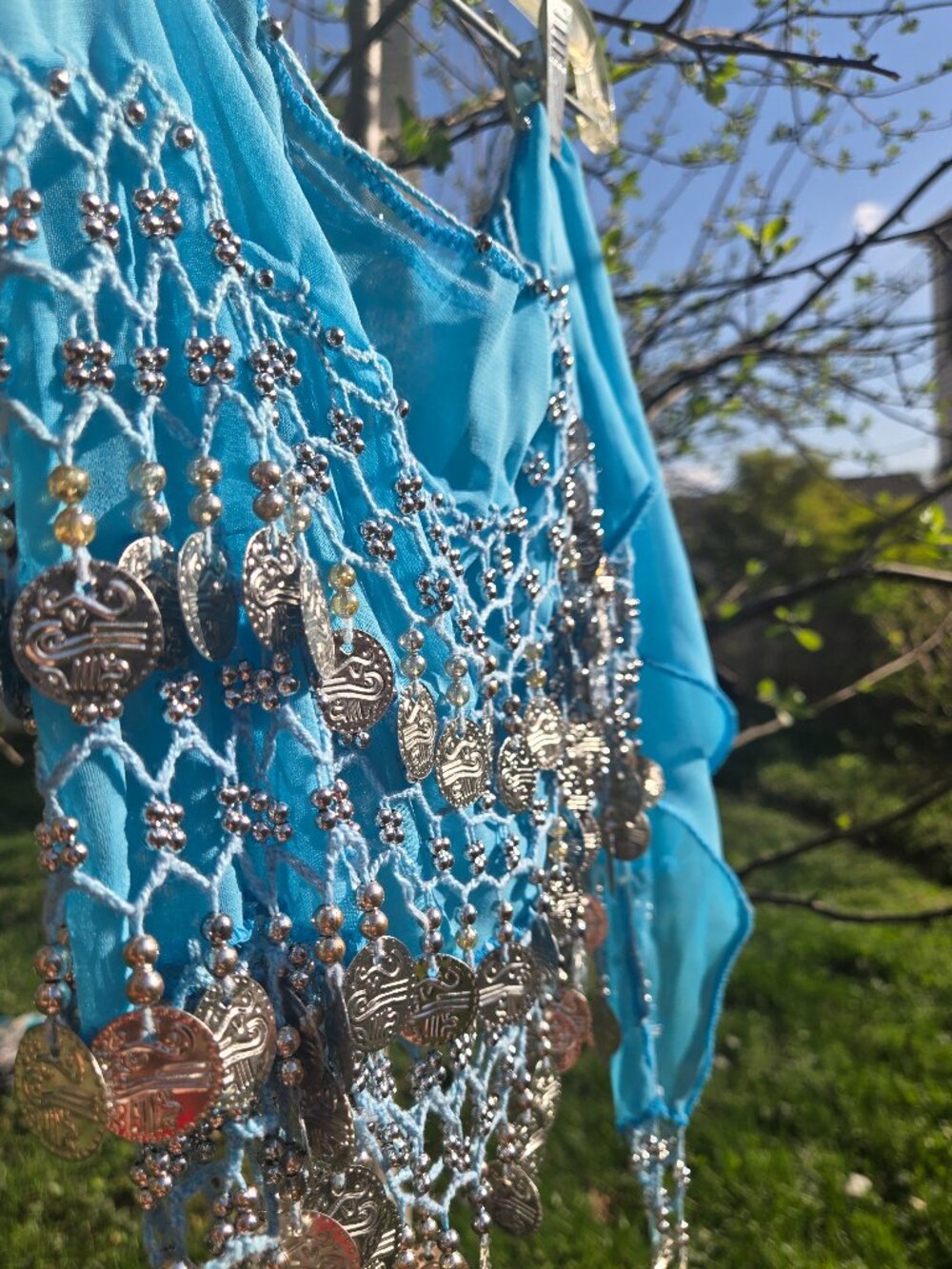 Chiffon belly dancing hip scarf /skirt /belt - Picture 4 of 9